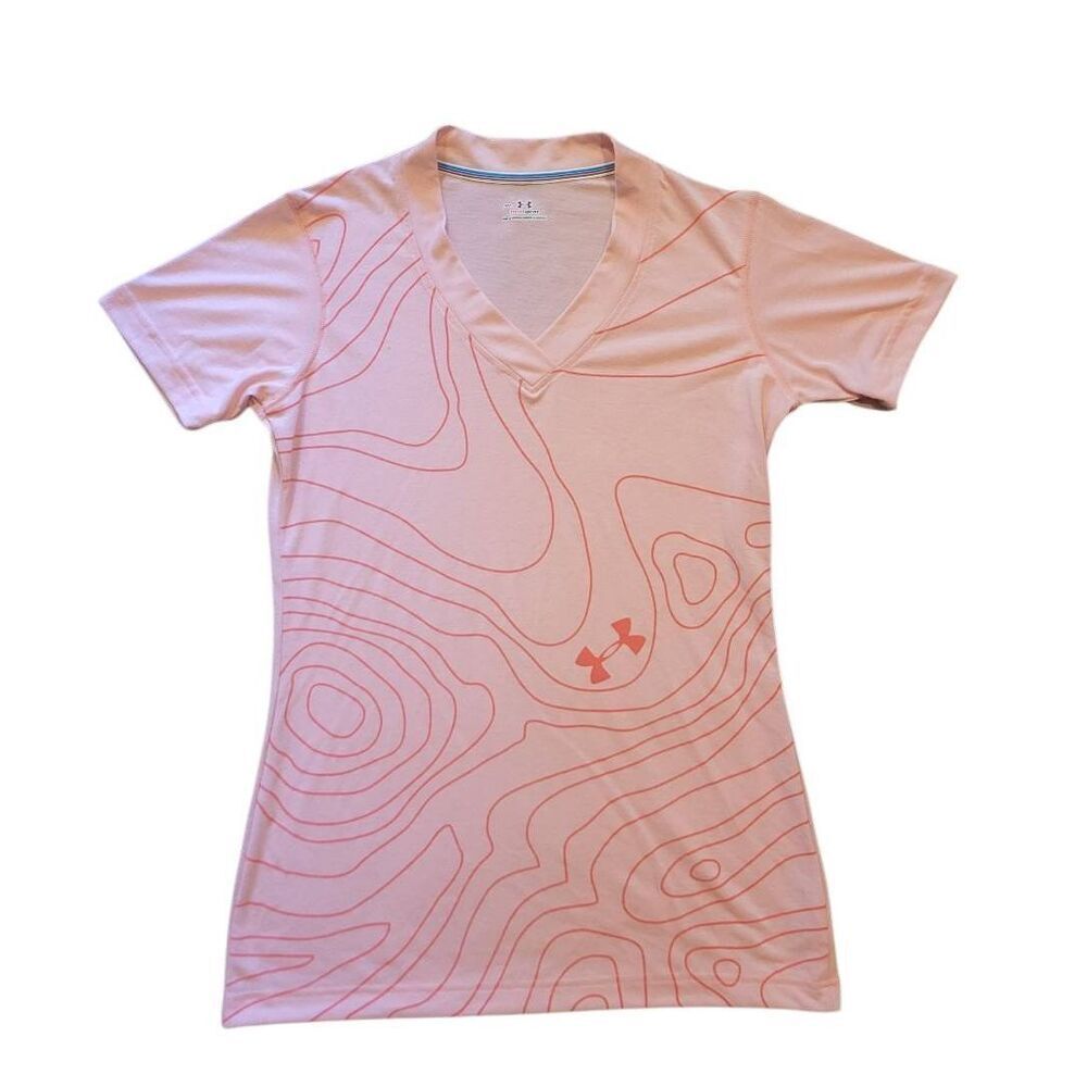 NWT Under Armour T Shirt Women's Small Pink HeatGear V Neck Fitted